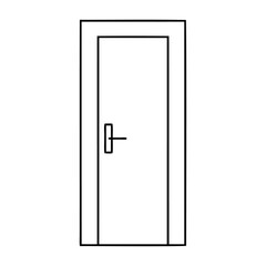 Close outline door icon design, black line vector graphic