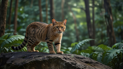 jungle cat on a rock