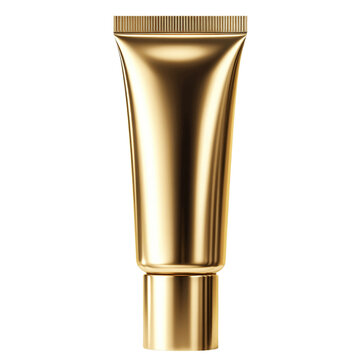 recommend clip art: Isolated glossy blank gold cosmetic tube with a gold cap clipart on transparent background