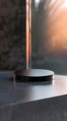 empty table with close up product display podium