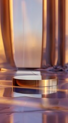 empty table with close up product display podium