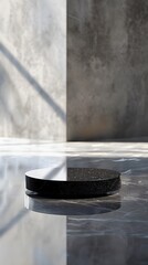 empty table with close up product display podium