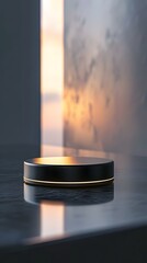 empty table with close up product display podium