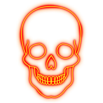 recommend clip art: Glowing yellow neon Halloween skull icon 
                    