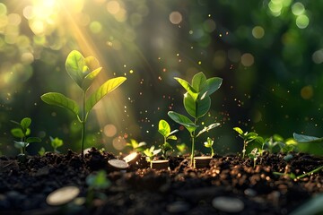 Growing Plants & Coins in Sunlight