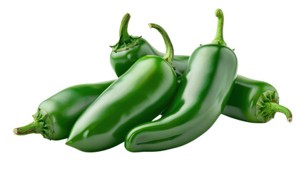 Green hot spicy jalapenos, spicy pepper on transparent background 