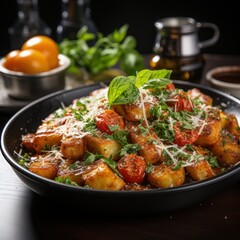 Fototapeta premium Gnocchi al Pomodoro Dish Viewed at a 45 Degree Angle