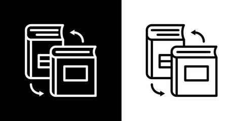 Literature exchange icon. Study icon. Technology. Black icon. Learning icon. Silhouette.