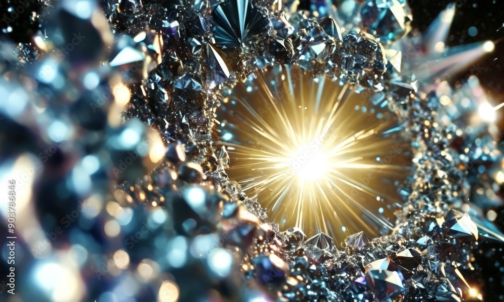 Aufkleber radiant star shines brightly amidst swirling array sparkling crystals, creating captivating and ethe
