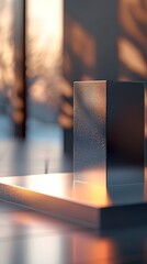 interior with light close up product display podium