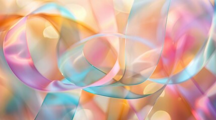 A collection of soft ribbon patterns delicately layered against a blurred, colorful bokeh background