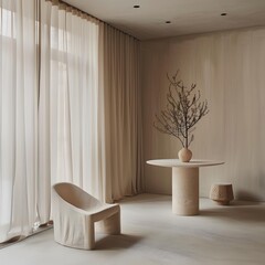 Minimalist Interior Design With Beige Tones and Natural Elements