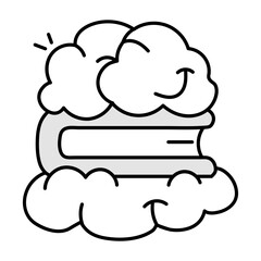 A cloud book sketchy style icon 

