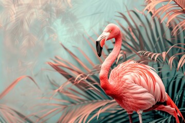 Obraz premium Vintage Dreamy Flamingo Collage: An Outdoor Nature Mosaic That Blends Retro Charm with Whimsical Aesthetics.