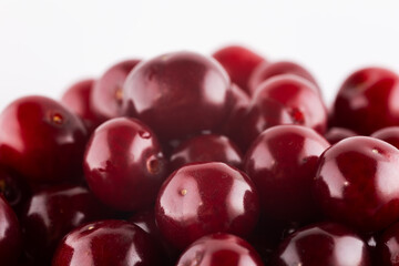 Cherry on white background. Perfect retouched cherries. Cherri full depth of field