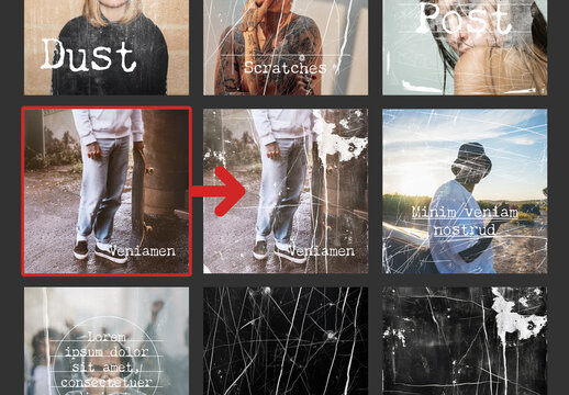 Stylish Social Media Posts With Scratchy Texture Overlay, Generative ai