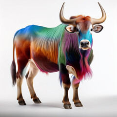 zébu, coloré, originale, jolie, , animal, taureau, dessin animé, ferme, bétail, vecteur, illustration, mammifère, blanc, lait, isolé, agriculture, nature, mollet, bétail, joli, bison, domestique, chèv