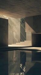Minimalist Concrete Architecture with a Pool and Sunlight