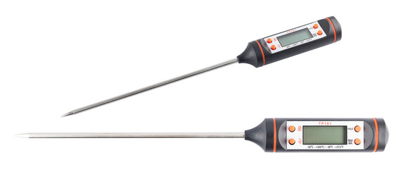 Digital food instant read thermometer with LCD display isolated on white