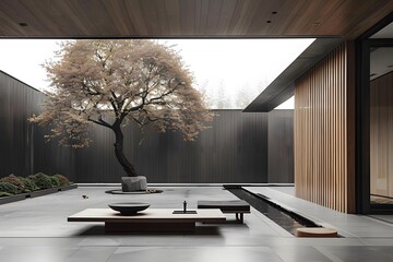 Modern Minimalist Japanese Garden Courtyard Design