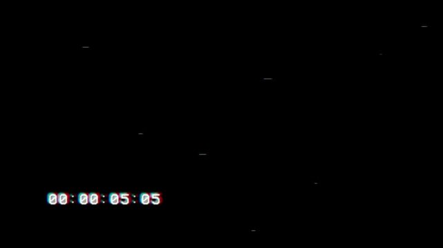 A old damaged VCR playing, VHS tape playing, over noise texture, Static noise, glitch effect, Video cassette recorder, bad signal with text rec. TV noise, vintage animation motion black background