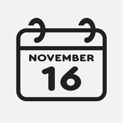 Icon page calendar day - 16 November
