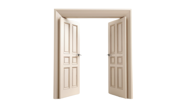 Beige door on transparent background