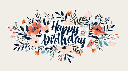 Obraz premium A vibrant floral design welcomes a birthday with cheerful flowers and a joyful message