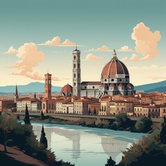 Fototapeta premium Clean and Simple Minimalistic Illustration of Florence's Cityscape
