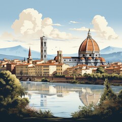 Fototapeta premium Clean and Simple Minimalistic Illustration of Florence's Cityscape