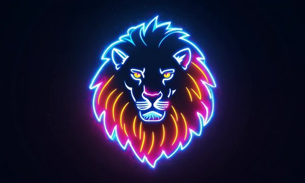 video animation of Neon lion head