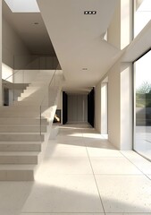 Obraz premium Modern Home Interior Design With Concrete Stairs
