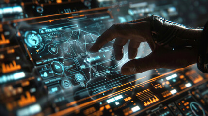 the engine of the computer and futuristic interface innovation