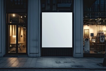 Blank storefront with large window display. This photo is ideal for showcasing your business or product with a clean and modern background.