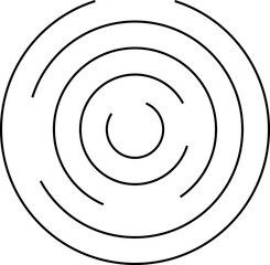 Concentric circles with broken lines isolated on white background. Vortex, sonar wave, soundwave, sunburst, signal signs.
