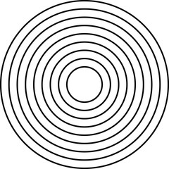 Concentric circles with broken lines isolated on white background. Vortex, sonar wave, soundwave, sunburst, signal signs.