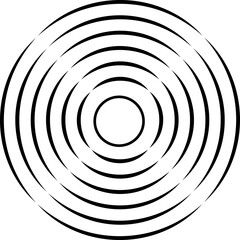 Concentric circles with broken lines isolated on white background. Vortex, sonar wave, soundwave, sunburst, signal signs.