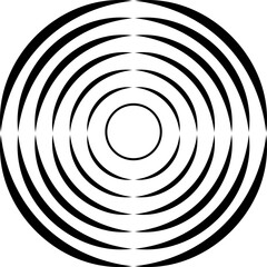 Concentric circles with broken lines isolated on white background. Vortex, sonar wave, soundwave, sunburst, signal signs.