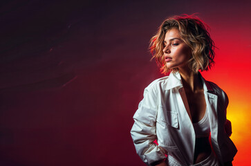 portrait of a woman studio lighting with space for text