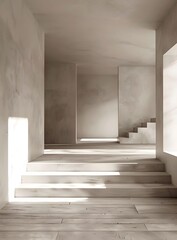Fototapeta premium Minimalist Interior Design with Concrete Walls and Wooden Floors