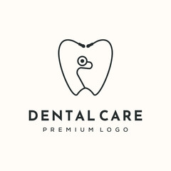stethoscope dental  line logo vector minimalist illustration design, dental care stethoscope symbol design