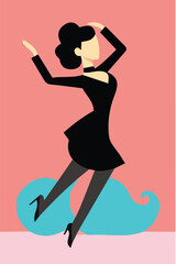 Dancing woman silhouette vector editable