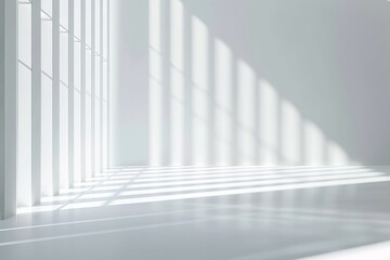 Obraz premium This is a serene and bright indoor space beautifully showcasing linear shadows and soft light reflections