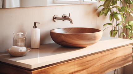 metal sink and bamboo faucet , modern chic design