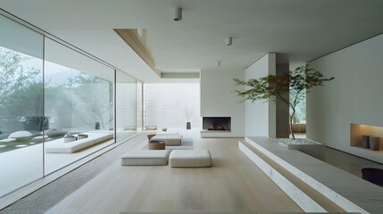 Minimalist Modern Home Interior Design with Large Windows and Natural Light