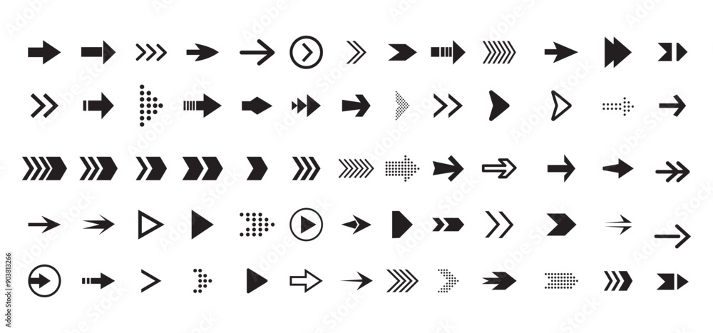 Poster arrows big black icons set, arrow icon, modern simple arrows, arrow vector collection cursor modern 