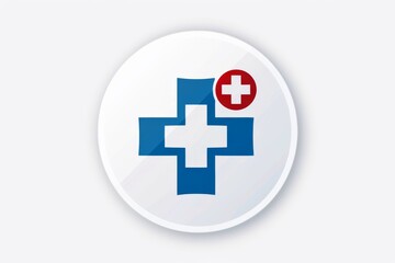 Fototapeta premium Medical logo with cross and heart symbol representing healthcare services and patient care in a digital design.