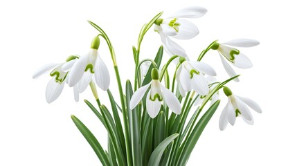 Fototapeta premium snowdrop flower bouquet bunch on white background