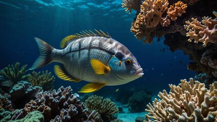 fish and coral reefs in the beautiful sea