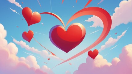 Heart-shaped floating in the sky.